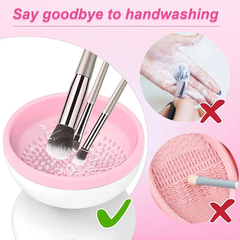Portable White Electric Makeup Brush Cleaner Machine